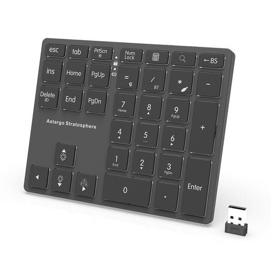 Bluetooth Number Pad,Rechargeable Wireless Numeric Keypad with LED Backlight,External Numpad Keyboard Data Entry for MacBook,Mac