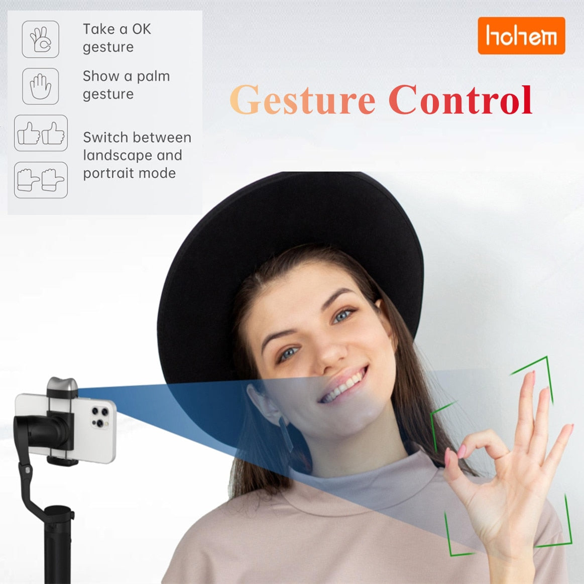 Hohem iSteady V2 AI Tracking Gimbal 3-Axis Foldable Handheld 259g Gesture Control Stabilizer Creative Vlog for iPhone13 Pro/Max