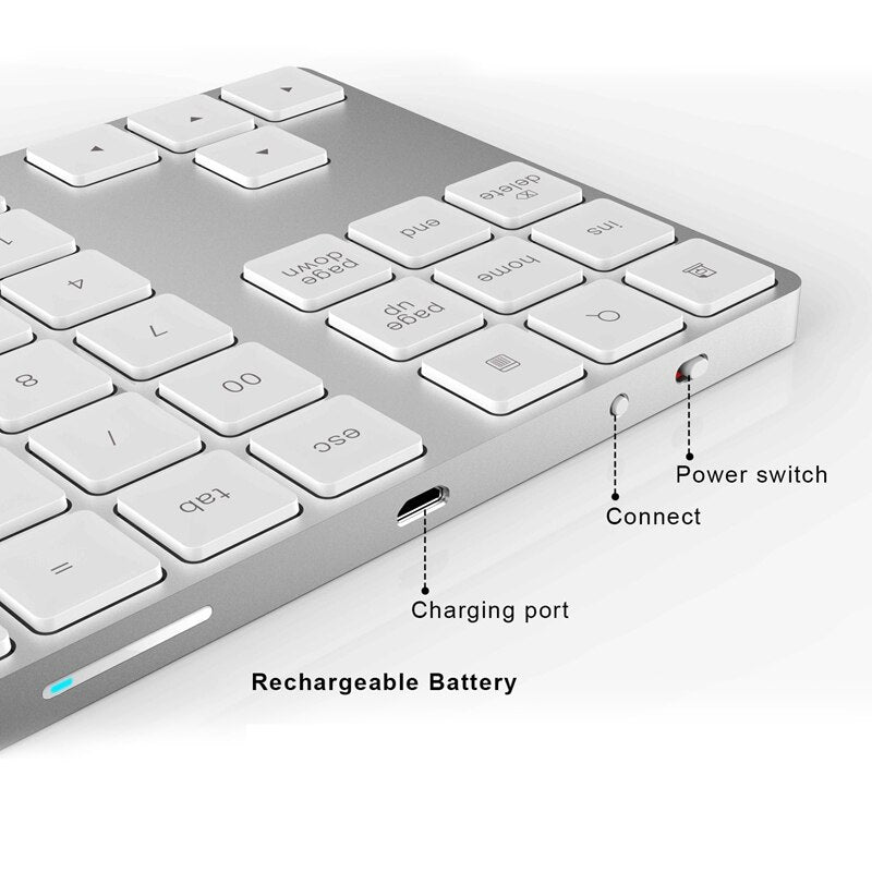 Bluetooth 3.0 Wireless Numeric Keypad 34 Keys Digital Keyboard for Accounting Teller Windows IOS Mac OS Android PC Tablet Laptop