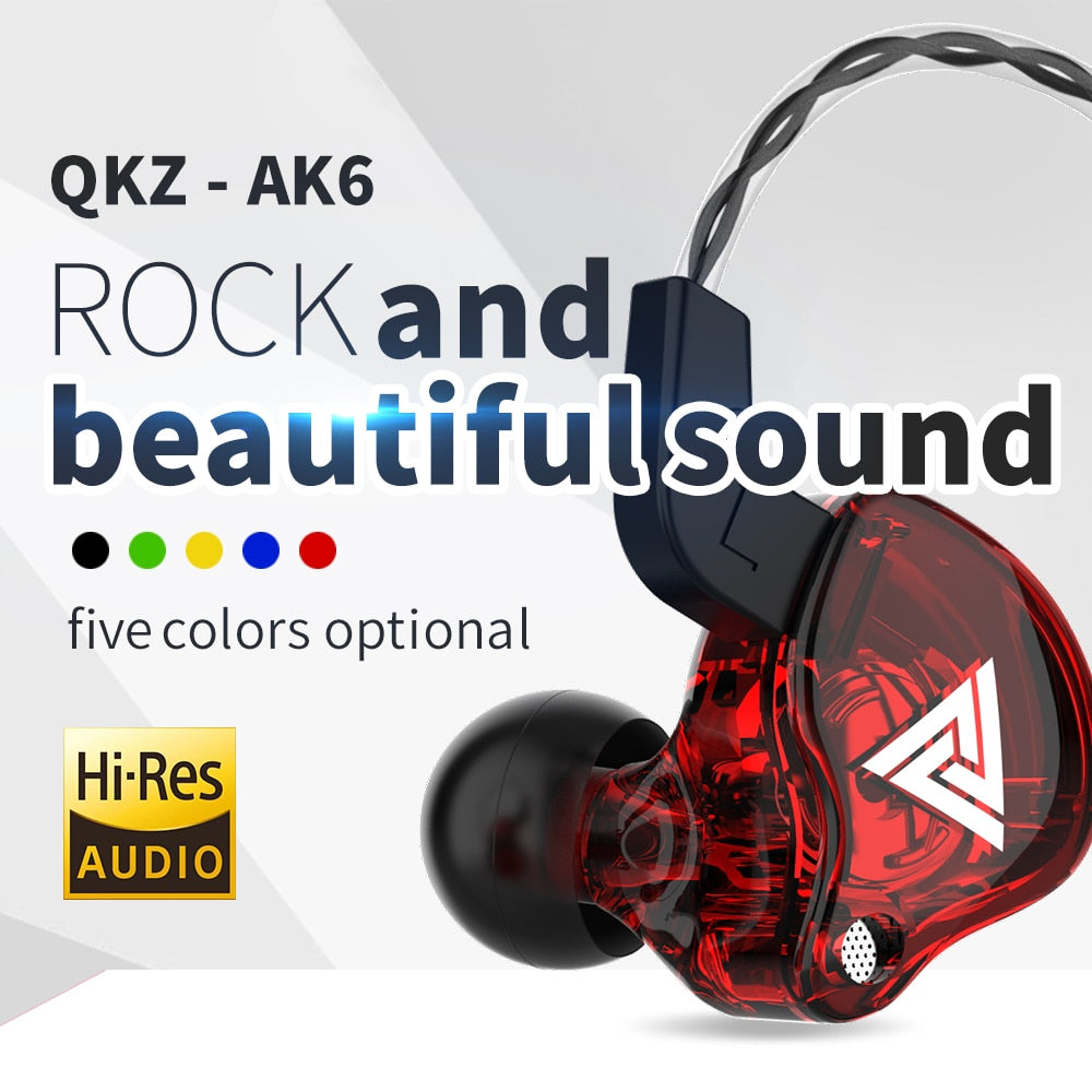 QKZ AK6 Headphones Earphone for Phone Xiaomi with Microphone for iPhone In Ear Mic Stereo Race Sport Headset