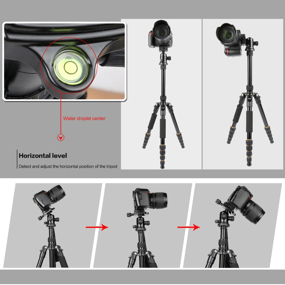 Q666 Lightweight Camera Tripod Stand Stativ trípode Portable Professional Aluminum Travel Monopod Ball Head Compact for DSLRs