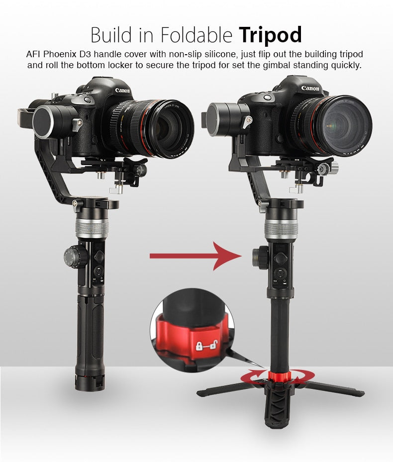 Gimbal Stabilizer For Camera DSLR Handheld Gimbals 3-Axis Video Mobile For All Models Of DSLR With Servo Follow Focus AFI D3