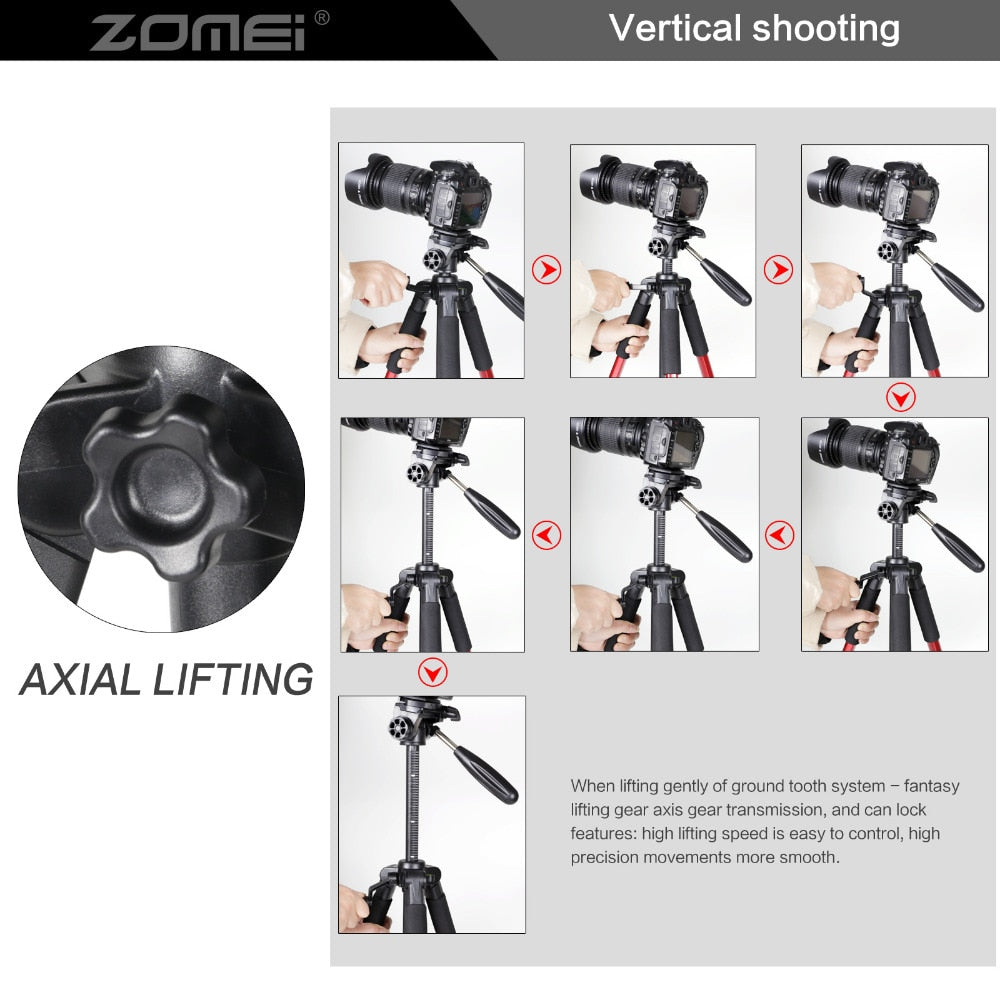 ZOMEI Q111 Professional Portable Travel Aluminum Camera Tripod&amp;Pan Head for SLR DSLR Digital Camera Three color