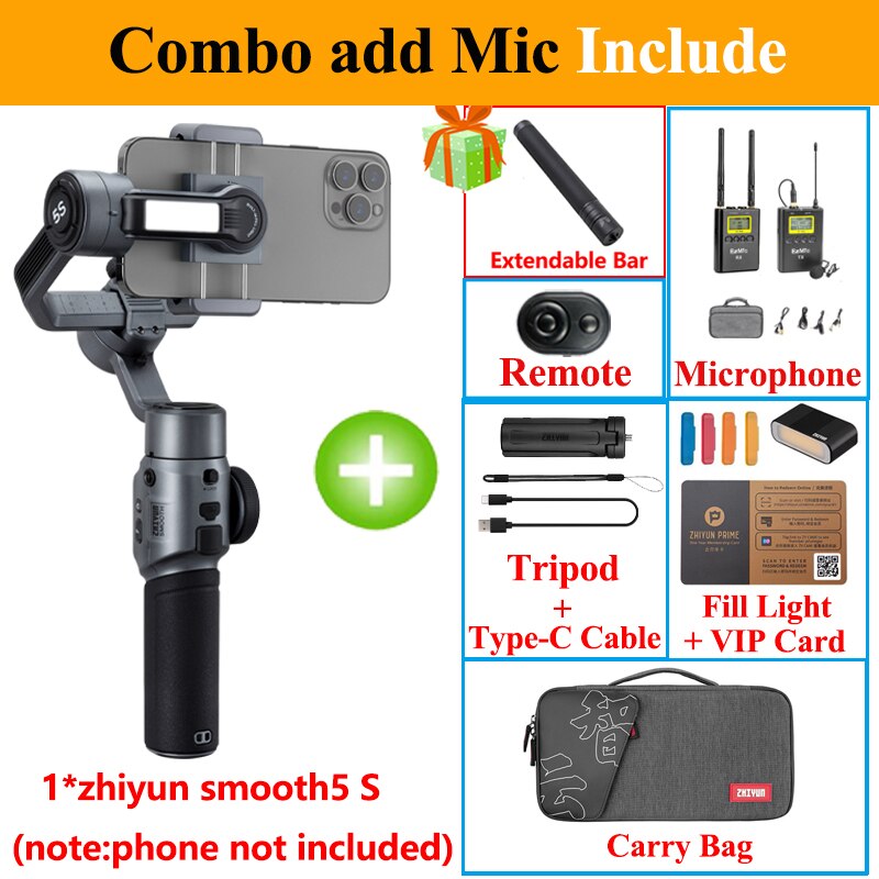 Zhiyun Smooth 5s Smooth 5 3-Axis Handheld Gimbal for iPhone Samsung  OPPO xiaomi realme Huawie vivo OnePlus for YouTube Vlog