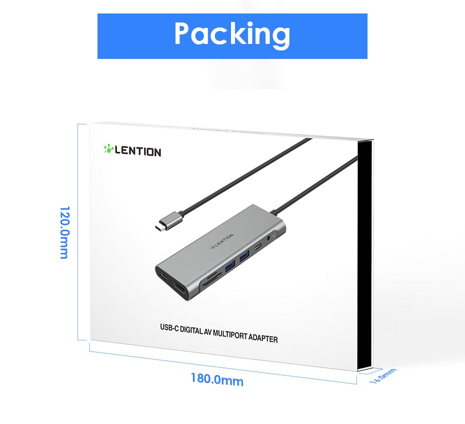 4K HDMI Long Cable Docking Station USB C Hub Type-C USB 3.0Card Reader Charging Adapter MacBook Pro Air Laptop Splitter