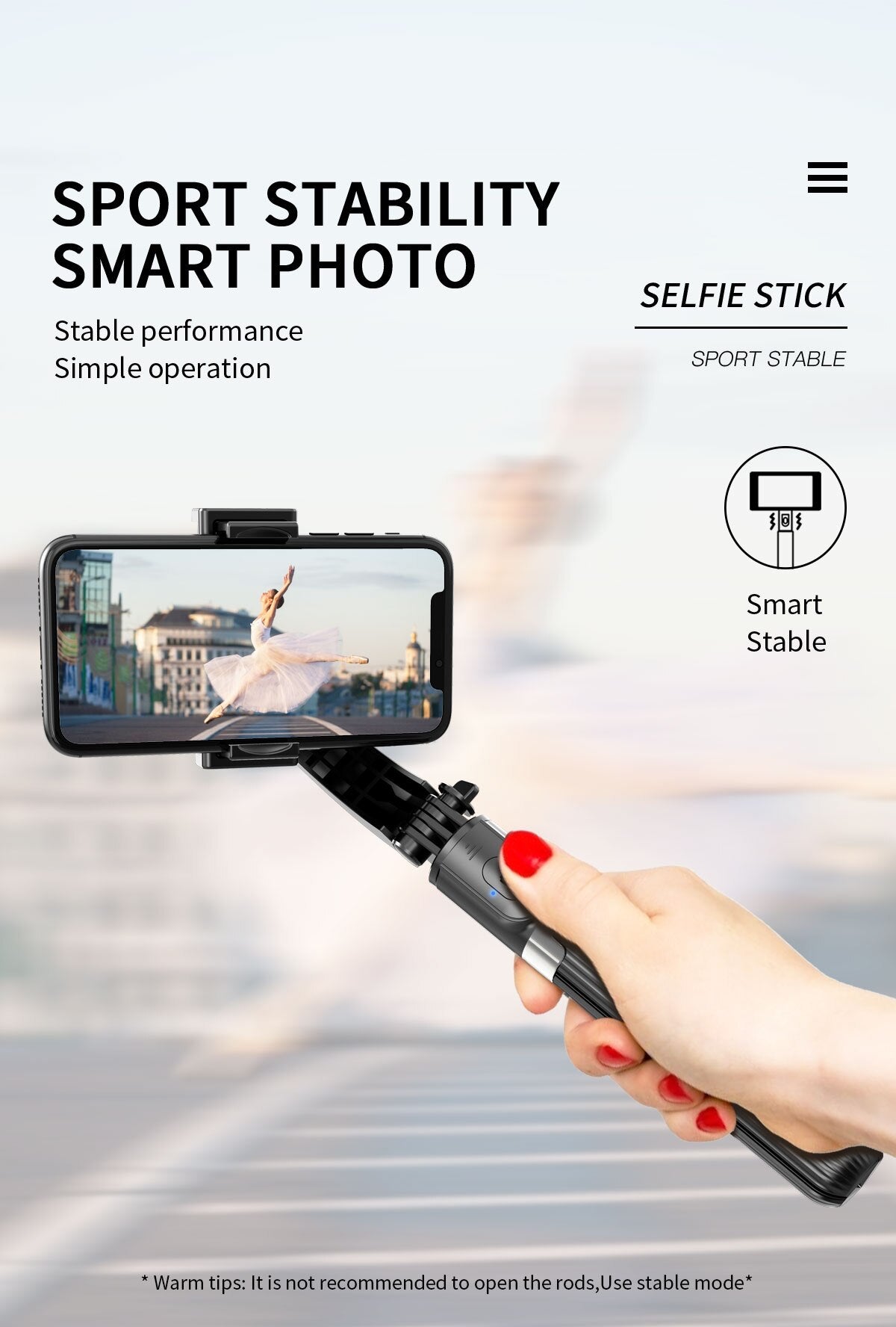 L08 Gimbal Handheld Auto Anti-shake Stabilizer Travel 360° Rotating AR Intelligent Following Bracket for Vlog Shooting Smartphon