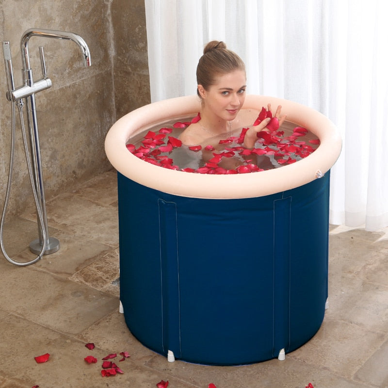 Portable Bathtub, Foldable Soaking Bath Tub, Eco-friendly Adult Bathroom Foldable Tub for Small Space Hot Ice Bath Spa Tub
