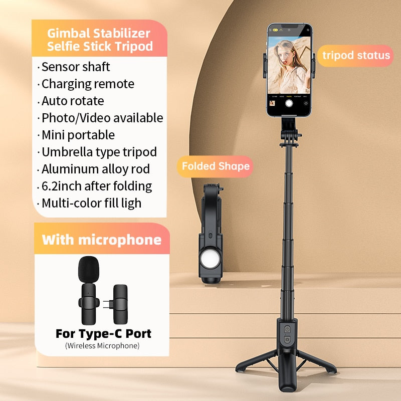 Handheld camera Bluetooth stabilizer camera selfie stick Universal joint with tripod bracket for smart phone Xiaomi iPhne