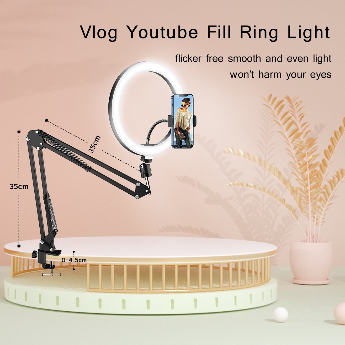 LED Kreis Füllen Beleuchtung Runde Lampe Selfie Weichen Ring Licht Mit Lange Arm Telefon Stativ Halter Make-Up Fotografie RingLight