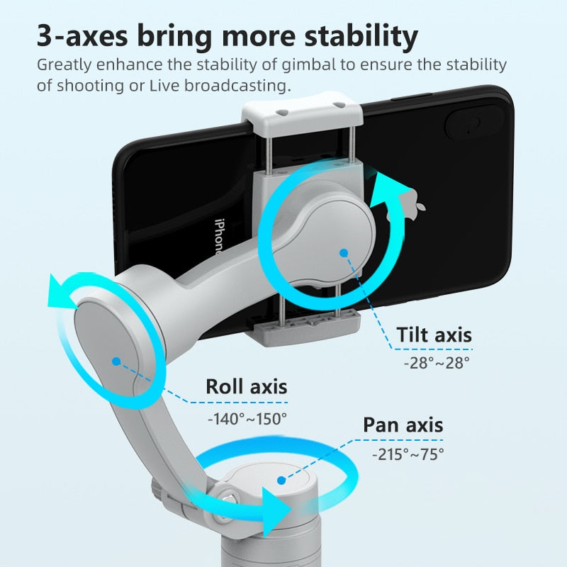 AXNEN HQ3 3-Axis Foldable Smartphone Handheld Gimbal Cellphone Video Record Vlog Stabilizer for iPhone 13 Xiaomi Huawei Samsung