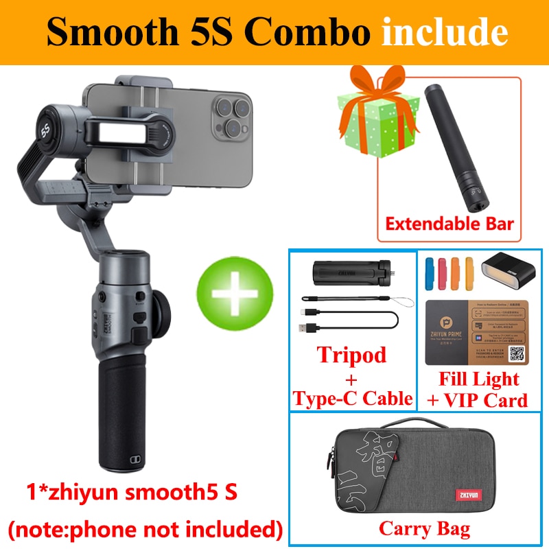 Zhiyun Smooth 5s Smooth 5 3-Axis Handheld Gimbal for iPhone Samsung  OPPO xiaomi realme Huawie vivo OnePlus for YouTube Vlog