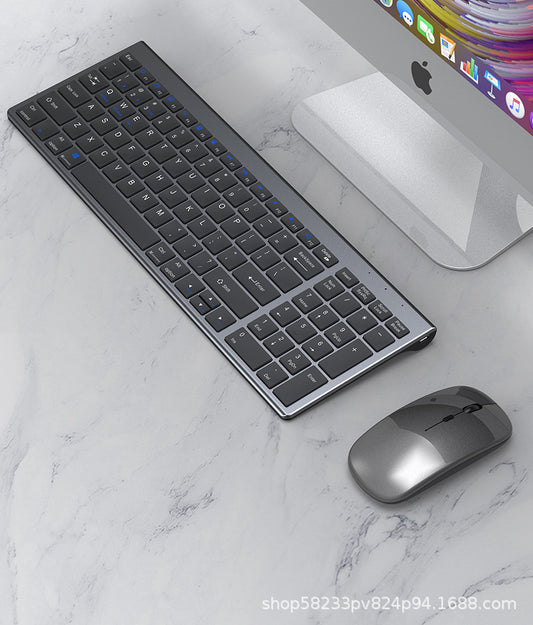 Bluetooth Keyboard and Mouse, Wireless Mouse and Keyboard Combo, Rechargeable Dual-Mode (Bluetooth + 2.4G)  Mouse , Ergonomic, Silent, Compact Slim for Windows Laptop, Apple, iMac, Desktop, PC