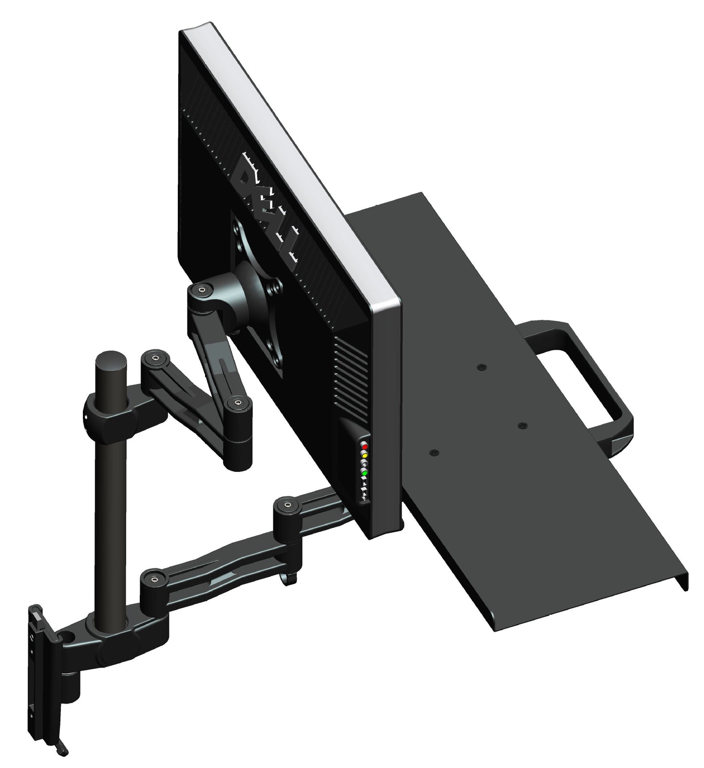 Black Sit-Stand Wall Mount Counterbalance Height Adjustable Monitor and Keyboard Workstation for Screens up to 27 inches