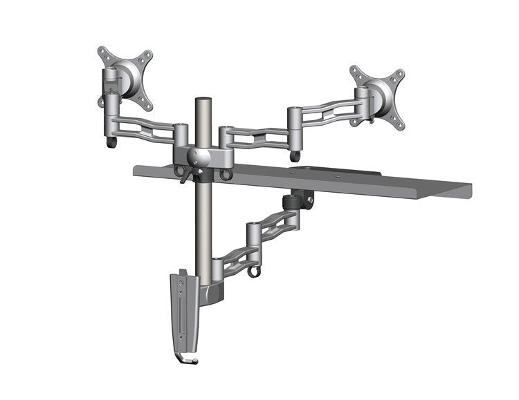 Dual Monitor Sit Stand Workstation [2 Screens up to 32" Each] Height Adjustable and Quick Release Screen Mount, Standing Desk with Keyboard Tray