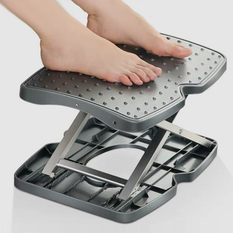 Adjustable Footrest Under Desk Support Footstool Ergonomic Foot Rest for Home and Office with Massage Textured Surface and Height Adjustment Button