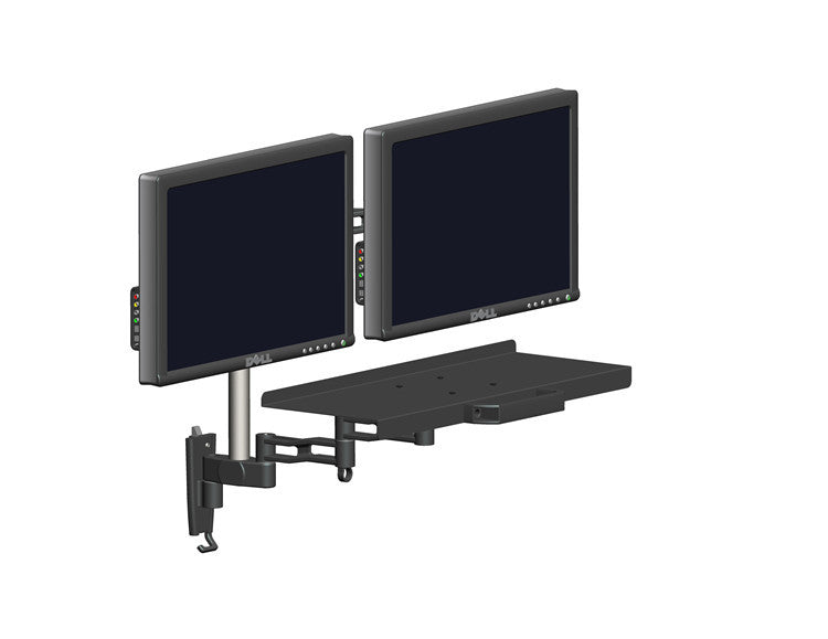 Dual Monitor Sit Stand Workstation [2 Screens up to 32" Each] Height Adjustable and Quick Release Screen Mount, Standing Desk with Keyboard Tray