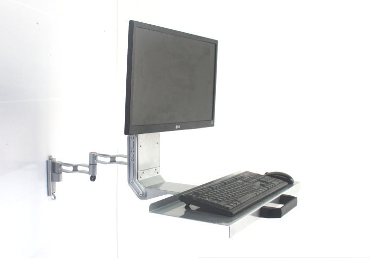 Wall Mount Workstation - Articulating Full Motion Standing Desk with Ergonomic Height Adjustable Monitor & Keyboard Tray Arm-Mouse & Scanner Holders-Single VESA Display