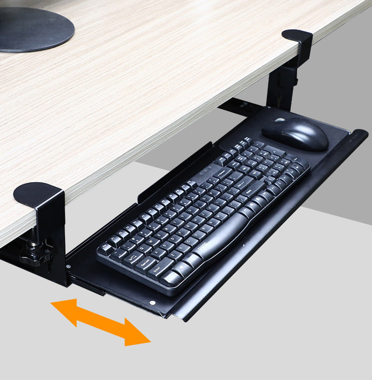 Extra Wide Under Desk Keyboard Tray with Clamp On Easy Installation, Fits Full Size Keyboard and Mouse, Office, Home, School, Gaming Keyboard Tray