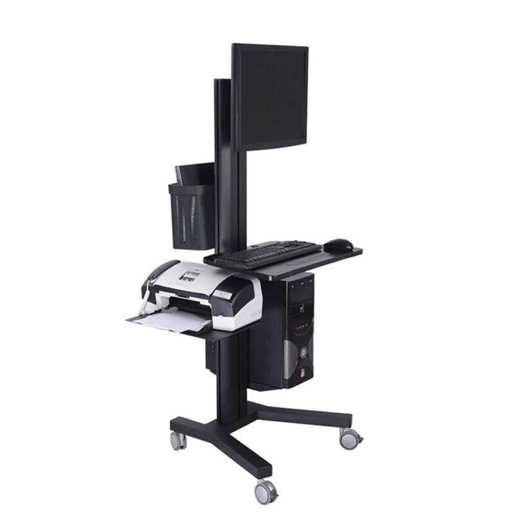 Desktop Mobile PC Cart Height Adjustable Rolling Stand Wheel Monitor Mount Computer Desk Office Workstation Home Exhibition Gray