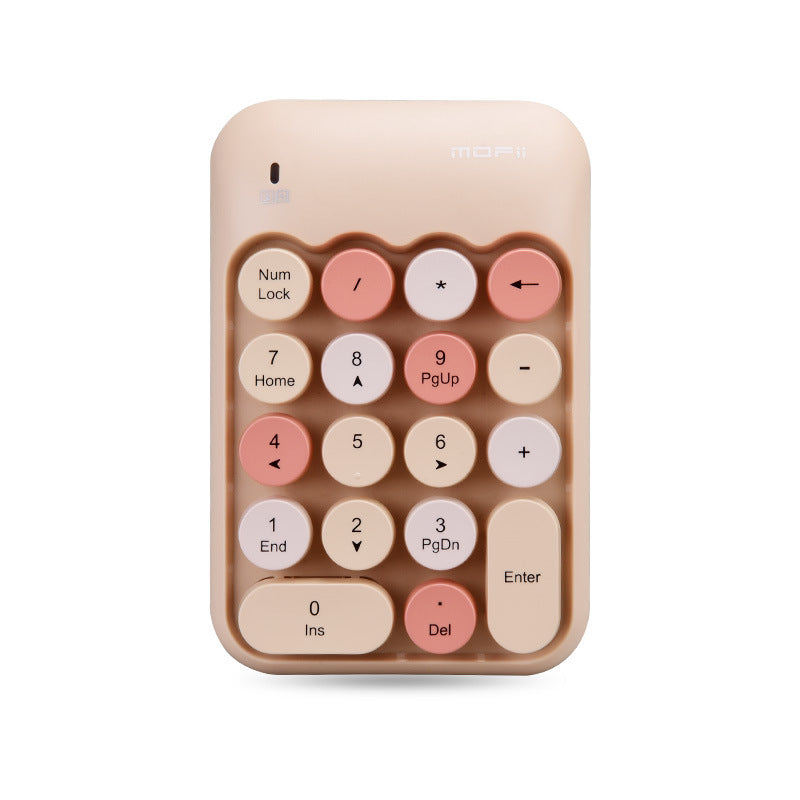 Wireless Number Pad 2.4GHz Wireless Numeric Keypad Retro Style Round Keycaps Numpad 18 Keys Portable Number Keyboard with USB Receiver for Laptop, Notebook, Surface, Mac, Pad