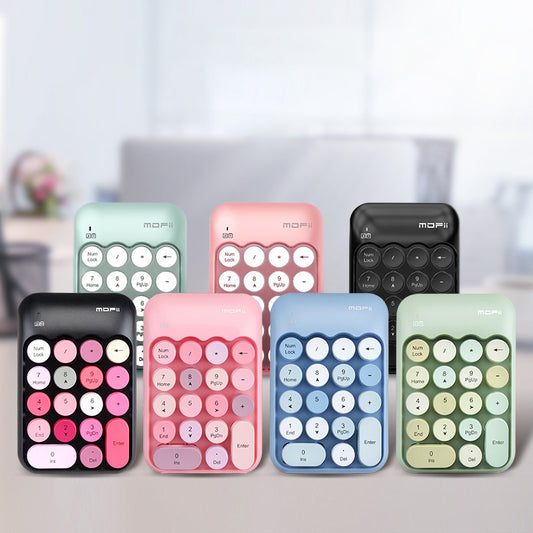 Wireless Number Pad 2.4GHz Wireless Numeric Keypad Retro Style Round Keycaps Numpad 18 Keys Portable Number Keyboard with USB Receiver for Laptop, Notebook, Surface, Mac, Pad