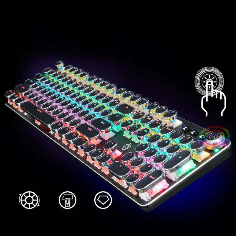 Mechanical Gaming Keyboard, LED Rainbow Gaming Backlit, 104 Anti-ghosting Keys, Quick-Response Black Switches, Multimedia Control for PC and Desktop Computer