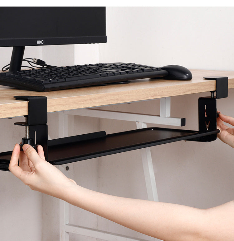 Extra Wide Under Desk Keyboard Tray with Clamp On Easy Installation, Fits Full Size Keyboard and Mouse, Office, Home, School, Gaming Keyboard Tray