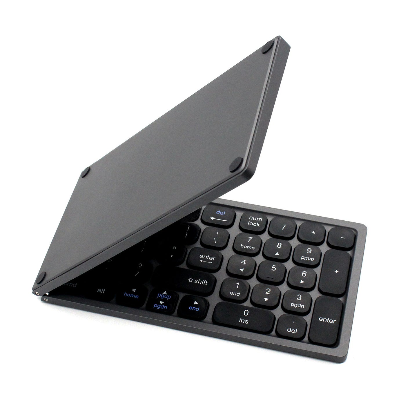 oldable Bluetooth Keyboard with Numeric Keypad - Full Size Portable Wireless Keyboard with Holder, Rechargeable Pocket Folding Keyboard for IOS Windows Android Phone Tablet Laptop