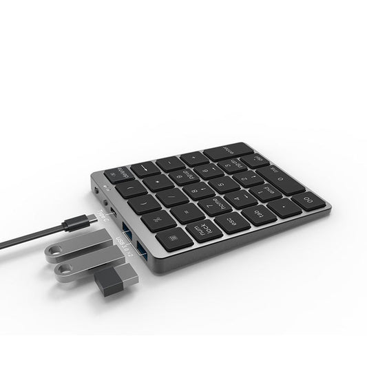 USB Number Pad for Laptop,Wired and Bluetooth 28 Keys Numeric keypad with 2 USB Ports Portable Slim Financial Accounting Number Keyboard Numpad Extensions 10 Key for Laptop, Mac, PC