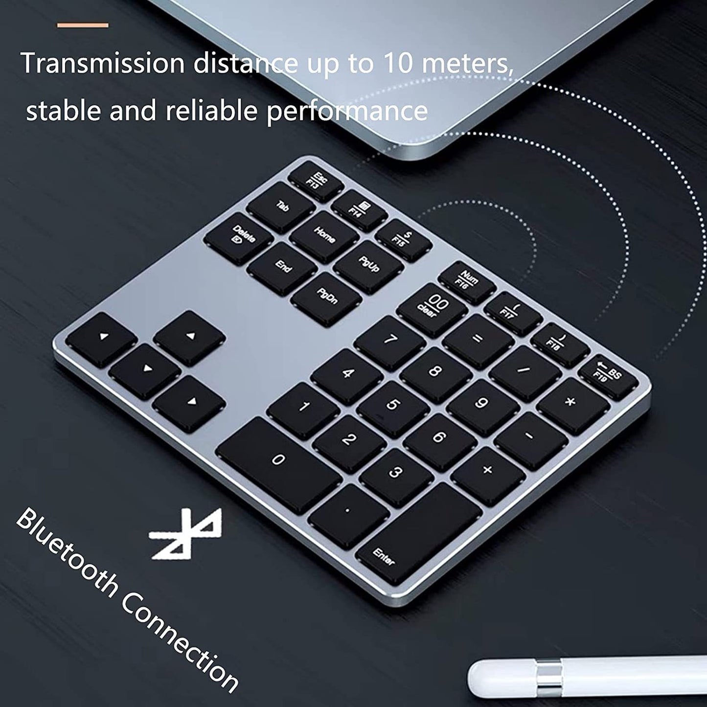[Upgraded] Bluetooth Number Pad, Designed for Mac OS and Windows Users, Dual System Aluminum Rechargeable Wireless Numeric Keypad External Numeric Keyboard for MacBook, MacBook Pro/Air, Windows Laptop
