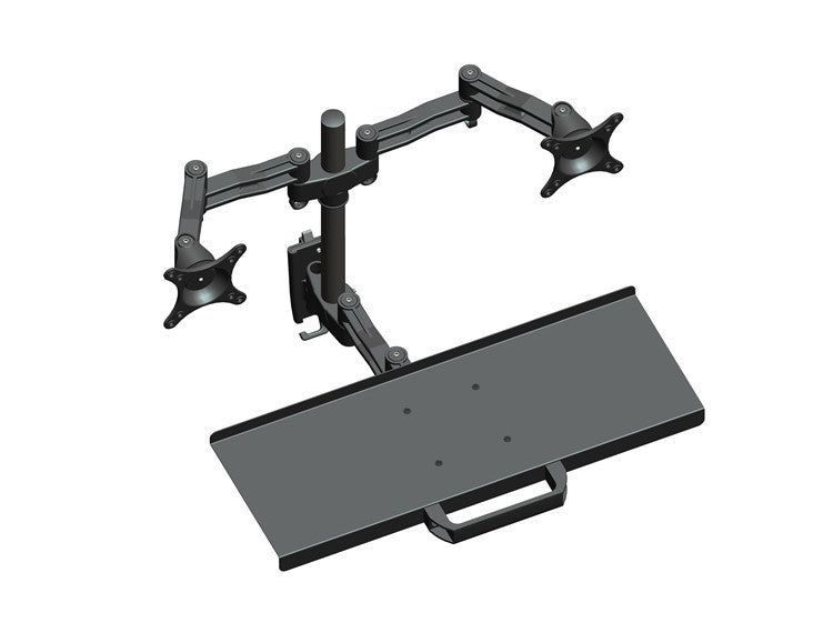 Dual Monitor Sit Stand Workstation [2 Screens up to 32" Each] Height Adjustable and Quick Release Screen Mount, Standing Desk with Keyboard Tray