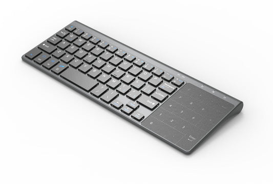 Wireless Keyboard, 2.4G Wireless Touch TV Keyboard with Easy Media Control and Built-In Touchpad Mouse and number key  Ultra Compact Full Size Keyboard for TV-Connected Computer, Smart TV, HTPC