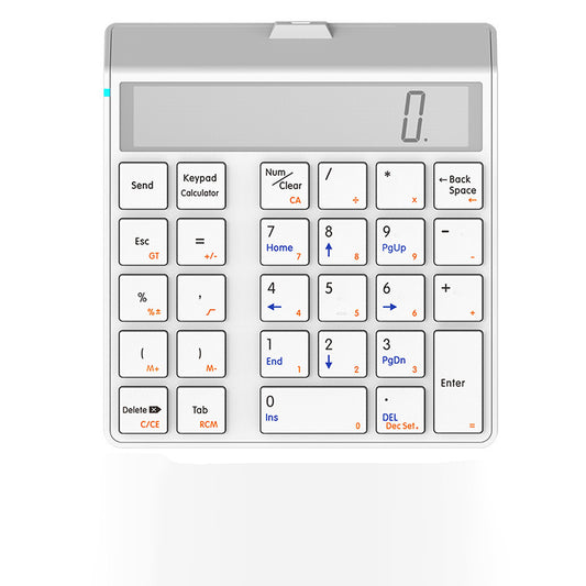 2 in 1 Bluetooth Number Pad with Accounting Calculator,28 Key Wireless Numeric Keypad with LCD Screen,Slim Number Pad for Mac PC iOS Android