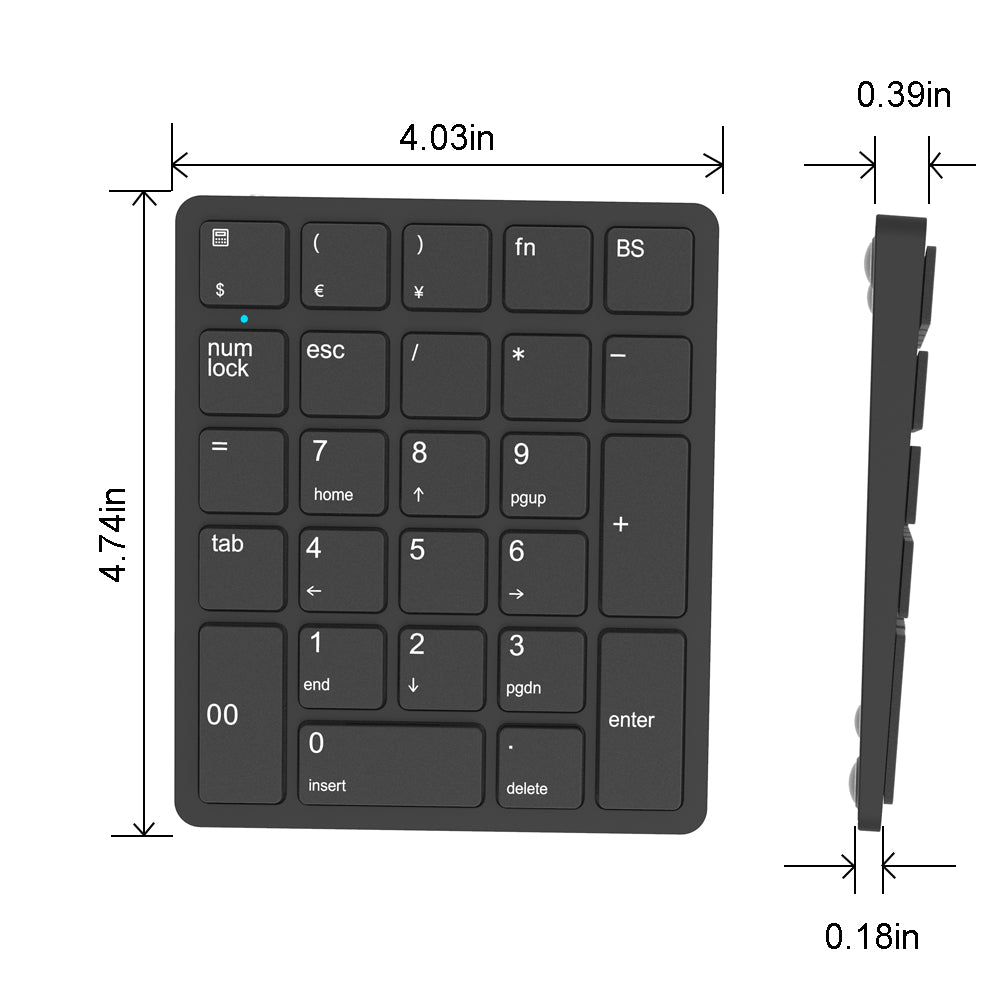Wired USB Number Pad for Laptop - Slim USB Numeric Keypad with 3.9ft Cable, Plug and Play 26 Keys - Keyboard Numpad Compatible with Windows PC - Perfect Add On 10 Key USB Keypad KB26W