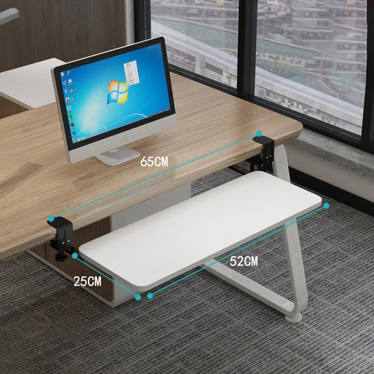 Keyboard Tray Under Desk - Adjustable Ergonomic Sliding Tray, 29.5 (34.3 Including Clamps) x 9.8 inch Large Slide-Out Platform Computer Drawer, Up to 3.1" Thick, Light Wood