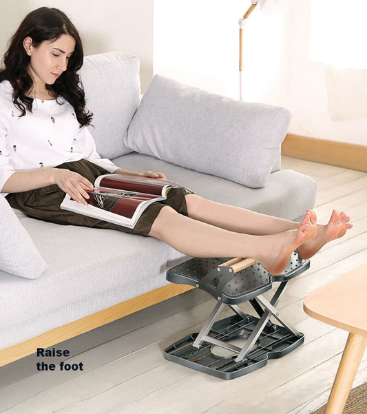 Adjustable Footrest Under Desk Support Footstool Ergonomic Foot Rest for Home and Office with Massage Textured Surface and Height Adjustment Button