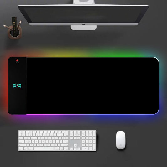 Wireless Charger Gaming Mouse Pad, 15W Wireless Charging Keyboard Pad, Extended RGB Mousepad, Office Desk Mat for iPhone 13/12/12Pro/11 Pro/Xs Max/XR/X,Galaxy S10/S9 31.49x11.81inch