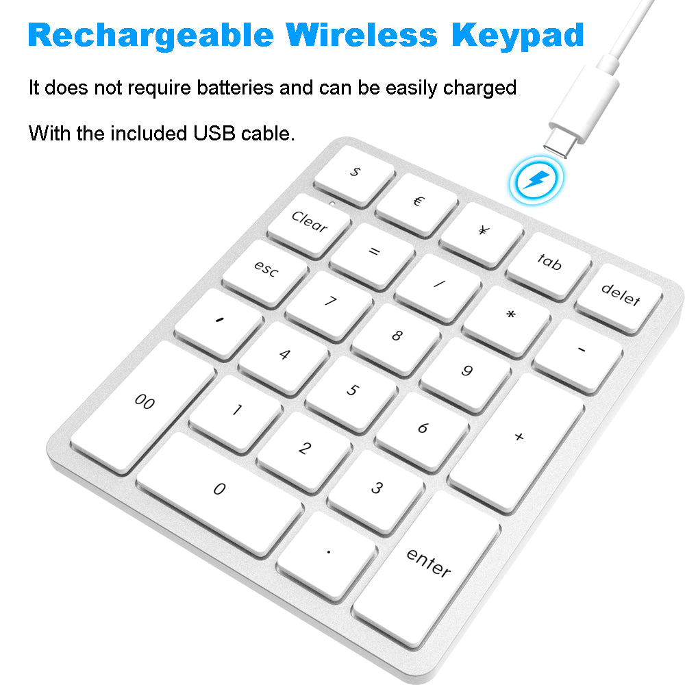 Wireless Number Pad for Laptop - Slim 2.4G USB Number Keypad - 26 Key ...