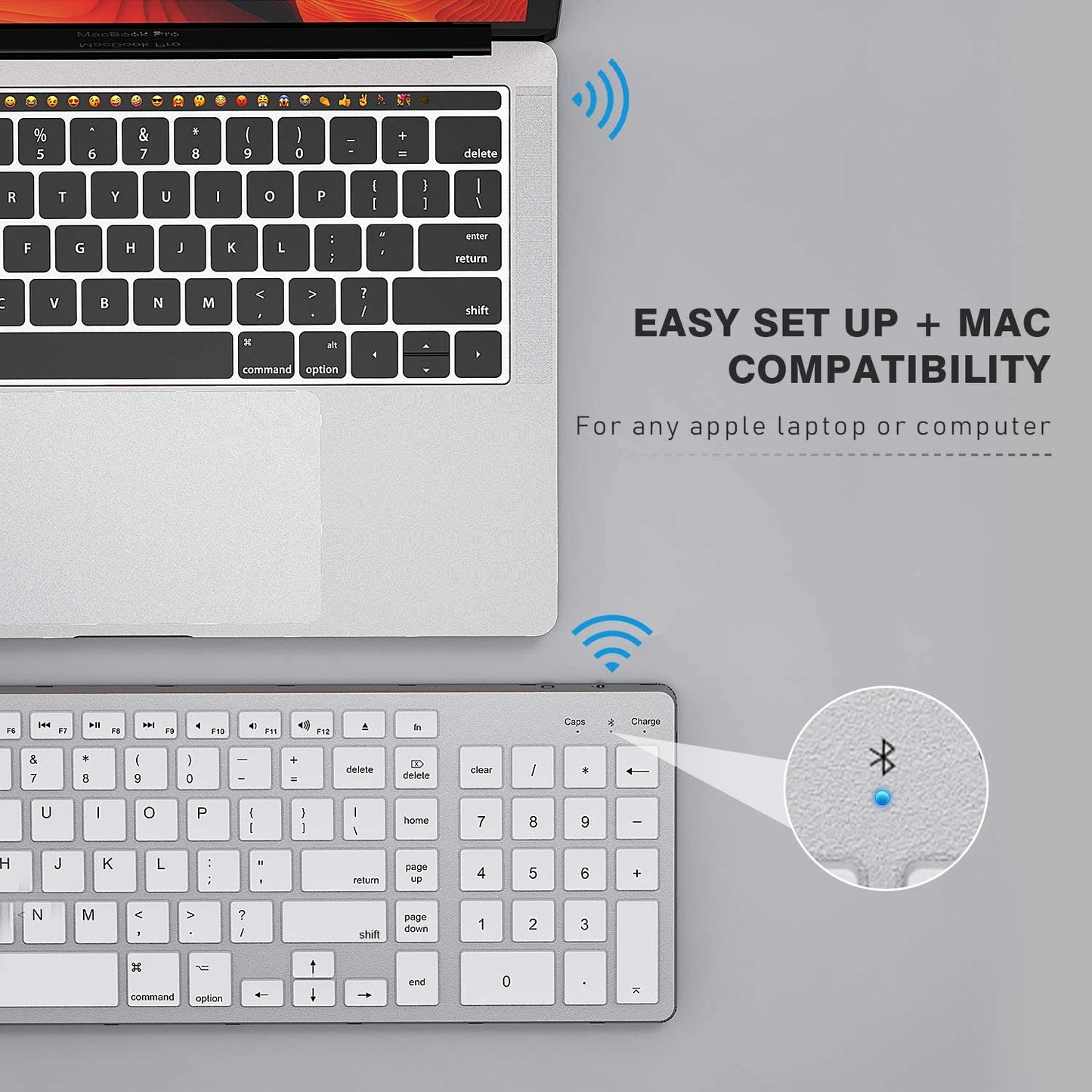 Ultra Slim Wireless Bluetooth Keyboard Compatible with For Mac OS/iOS/iPad OS Rechargeable Keyboard for MacBook