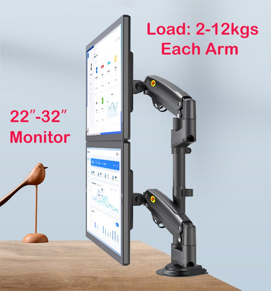 NB NEW H180 22"-32"Double monitor desk Holder Arm Gas Spring Full Motion LCD TV Mount 2-12kg ergonomica dual arm clamp bracket