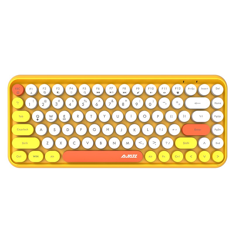 Retro Bluetooth Wireless Keyboard Round Key Cap Typewriter Keyboard 84 Keys Keyboards for iPad for MacBook PC Laptop Tablet