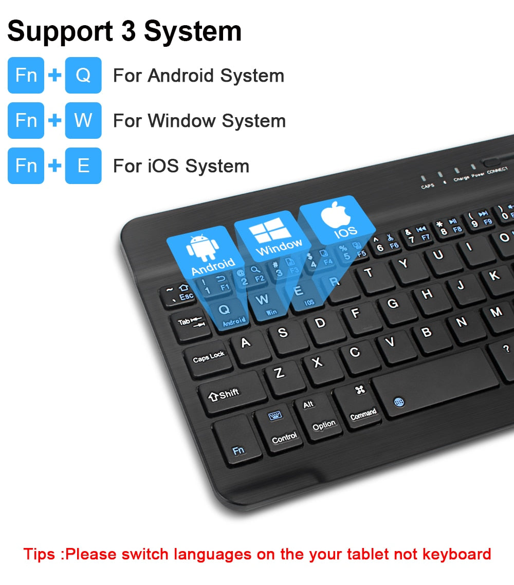 Mini Wireless Keyboard Bluetooth Keyboard For ipad Phone Tablet Russian Spainish Rechargeable keyboard For Android ios Windows