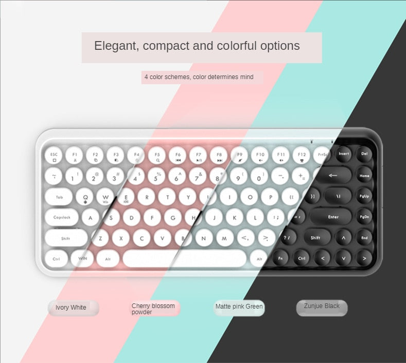 Retro Bluetooth Wireless Keyboard Round Key Cap Typewriter Keyboard 84 Keys Keyboards for iPad for MacBook PC Laptop Tablet