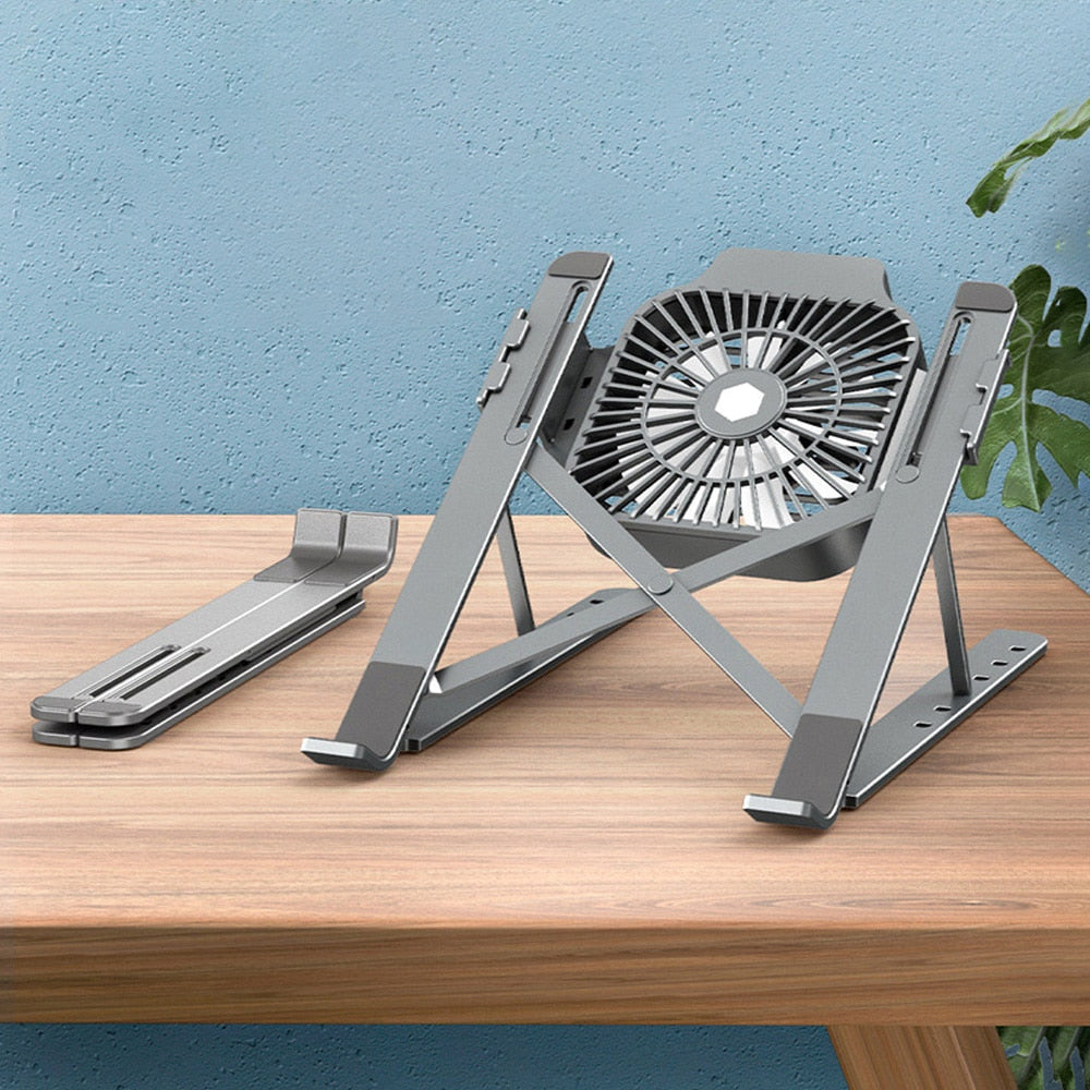 Foldable Laptop Stand With Cooling Fan Portable Heat Dissipation Cooler For MacBook Air Pro Desktop Stand Notebook Dell Holder