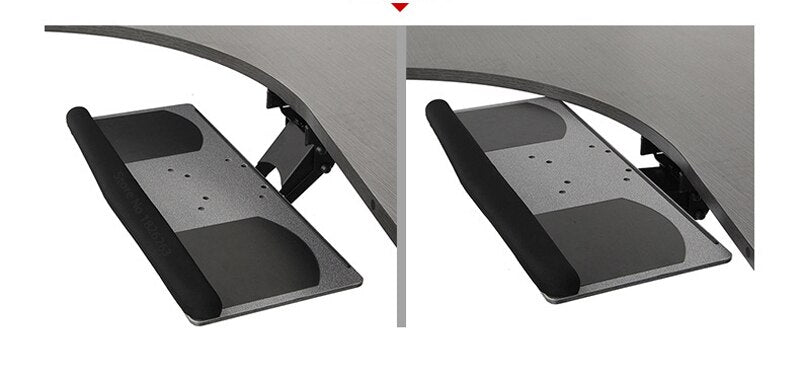 LK06A Ergonomic Sliding Tilting XL Size Wrist Rest Keyboard Holder with Two Mouse Pads for Computer Desk Keyboard Tray Stand