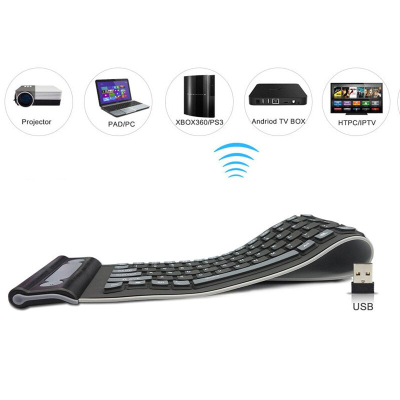 Portable USB Silicone Keyboard For Laptop PC Flexible Waterproof Foldable Keyboard Wireless Soft Keys Mini Cover Notebook