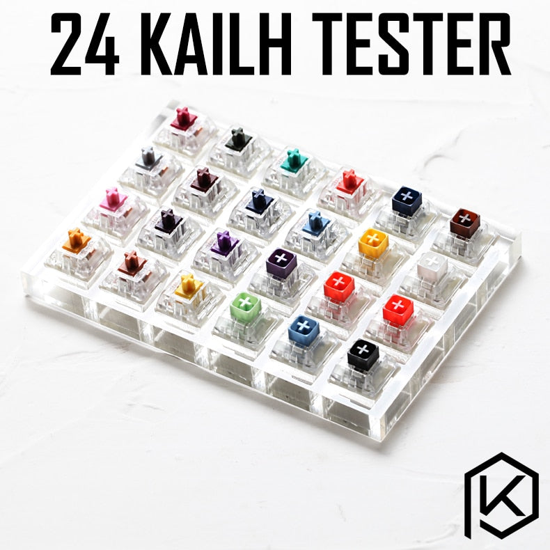 24 switch switches tester with acrylic base blank keycaps for mechanical keyboard kailh box heavy pro purple orange yellow gold