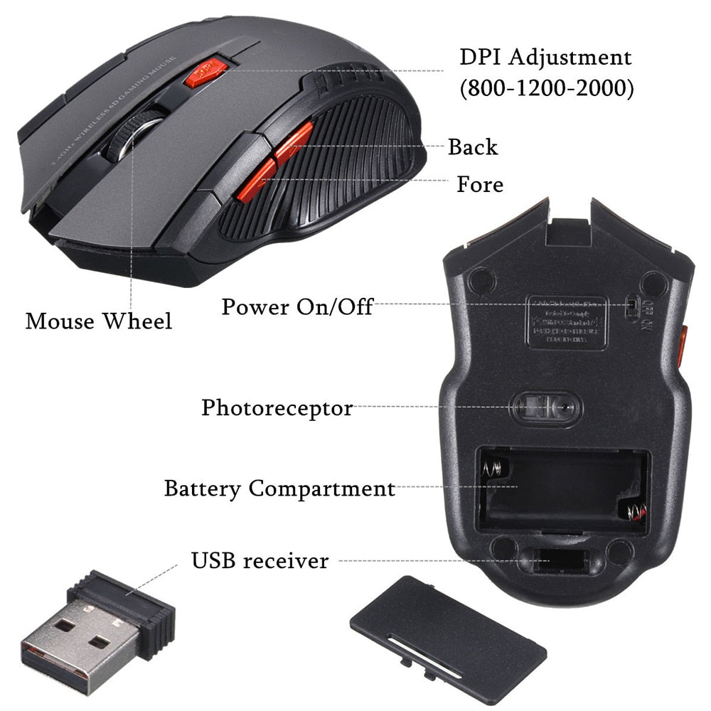 2.4G Gaming Mouse Wireless Optical Mouse Game Wireless Mice with USB Receiver Mouse for PC Gaming Laptops