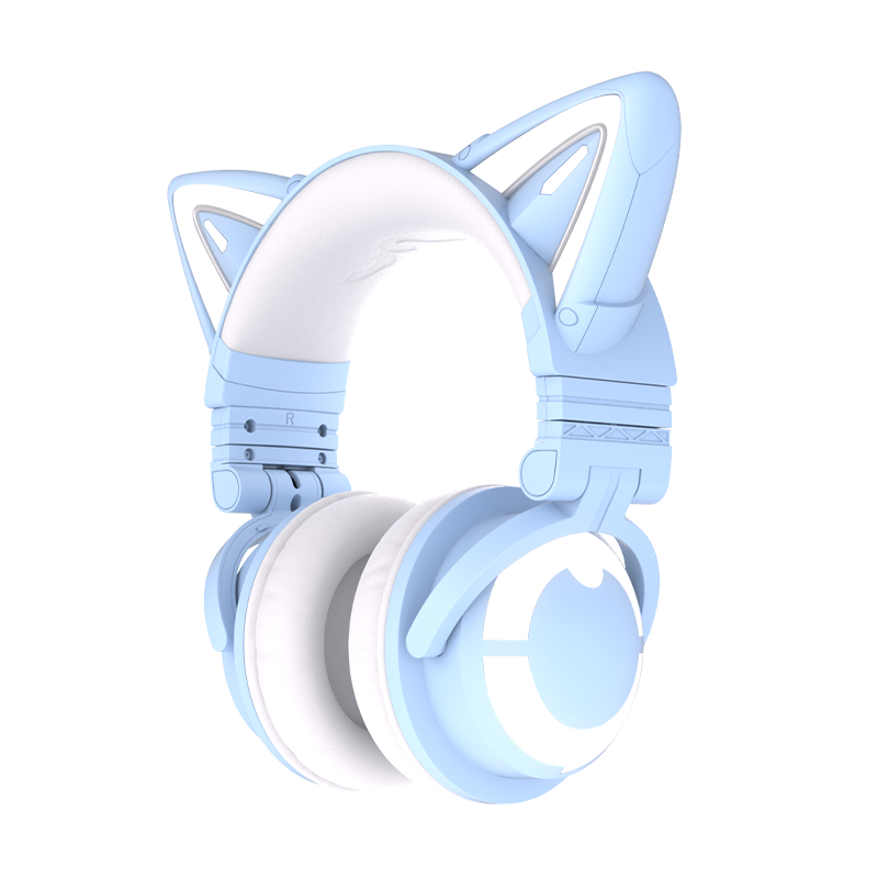 Yowu 3S cute cat wireless headphones APP control RGB lights High quality cat casco girl cute cat ear headset For computer gaming
