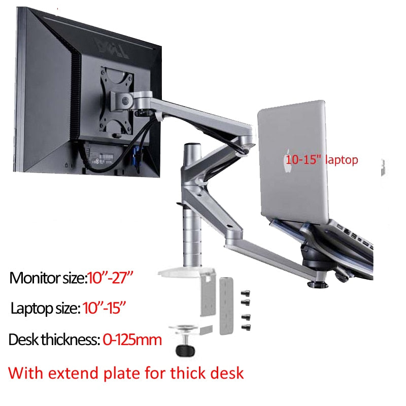 OA-7X Multimedia Desktop Dual Arm 27inch LCD Monior Holder+ Laptop Holder Stand Table Full Motion Dual Monitor Mount Arm Stand